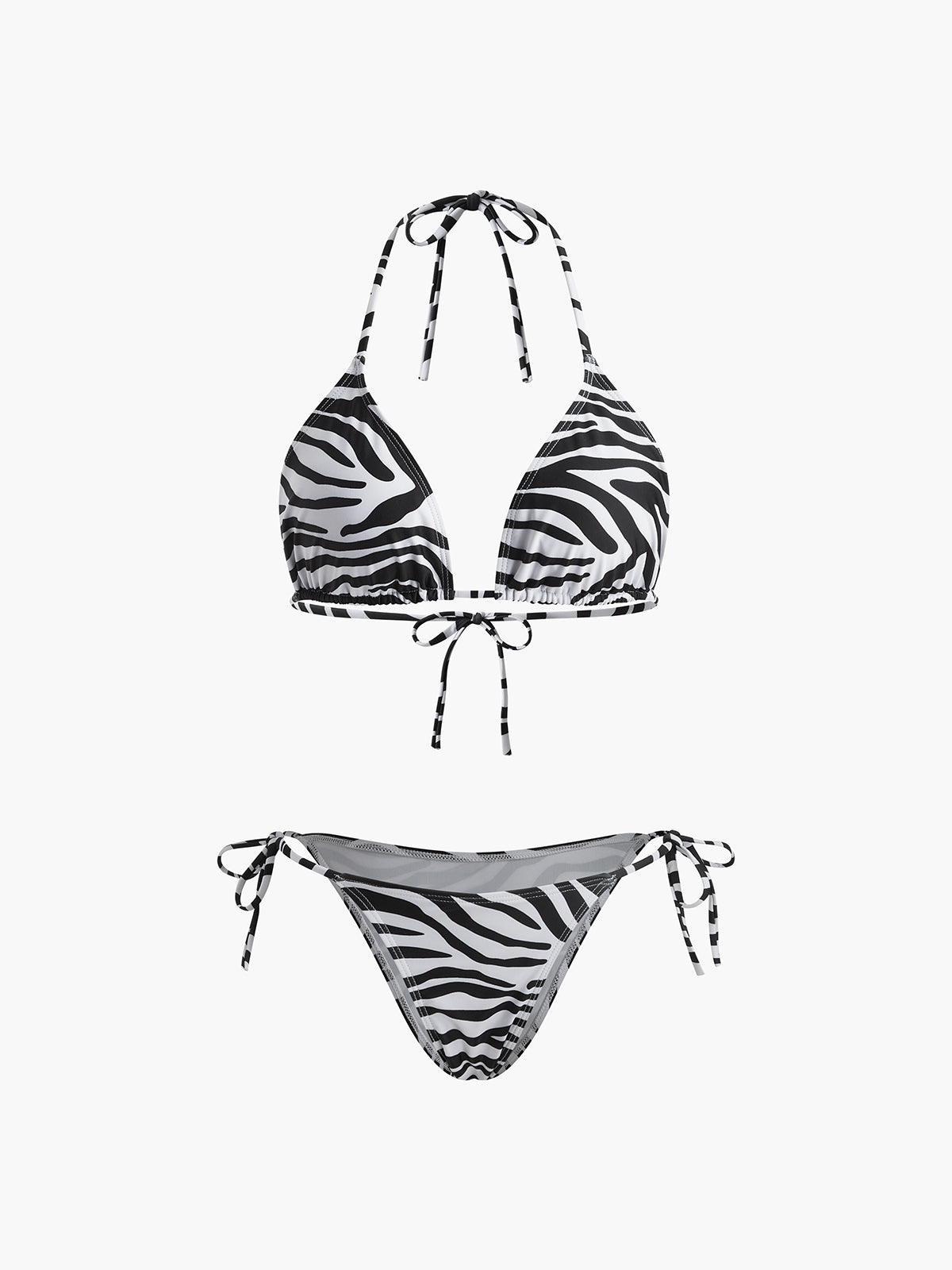 B1718361039371 ZEBRA PRINT TRIANGLE BIKINI SET BEACH VACATION