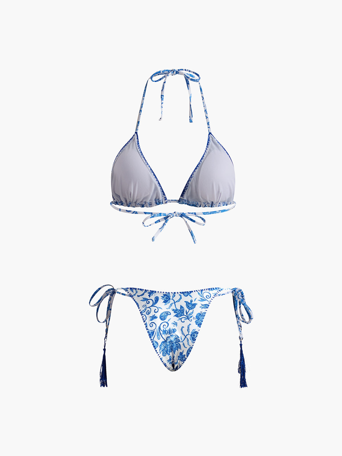 PRINTED TASSEL BIKINI SET - ADJUSTABLE STRAPS, BEACH VACATION