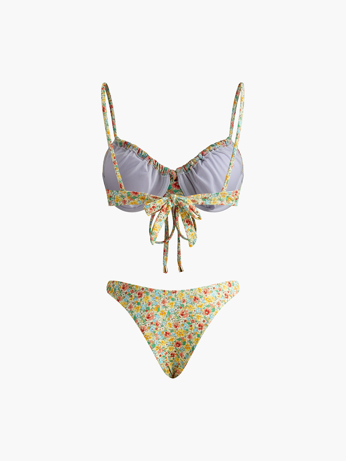 FLORAL TIE-FRONT BIKINI SET FOR VACATION