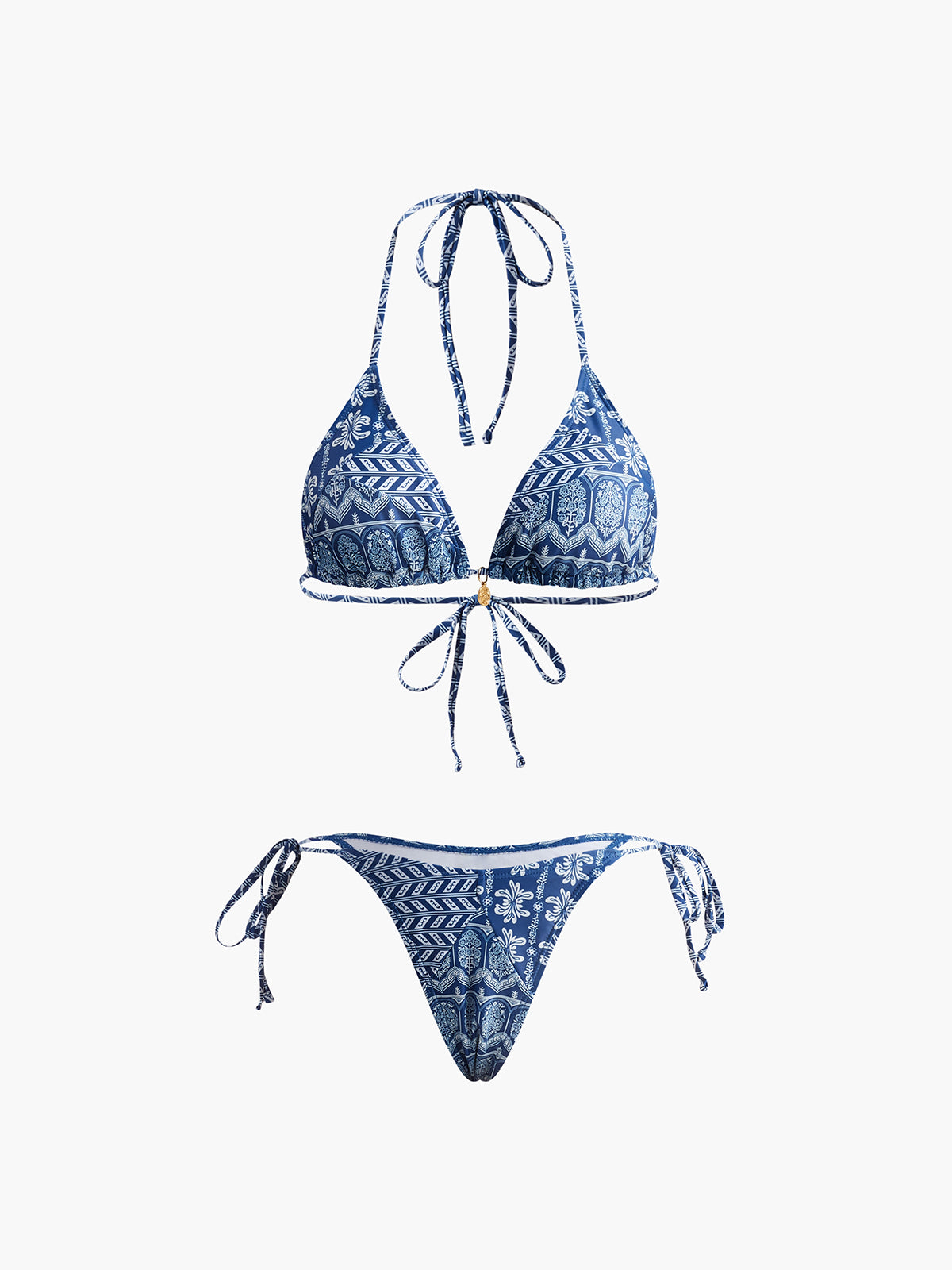 B1720693465096 HIGH-WAIST PRINTED BIKINI SET, ADJUSTABLE STRAPS