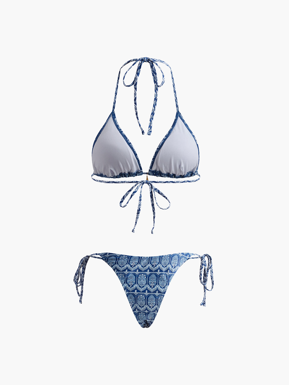 HIGH-WAIST PRINTED BIKINI SET, ADJUSTABLE STRAPS