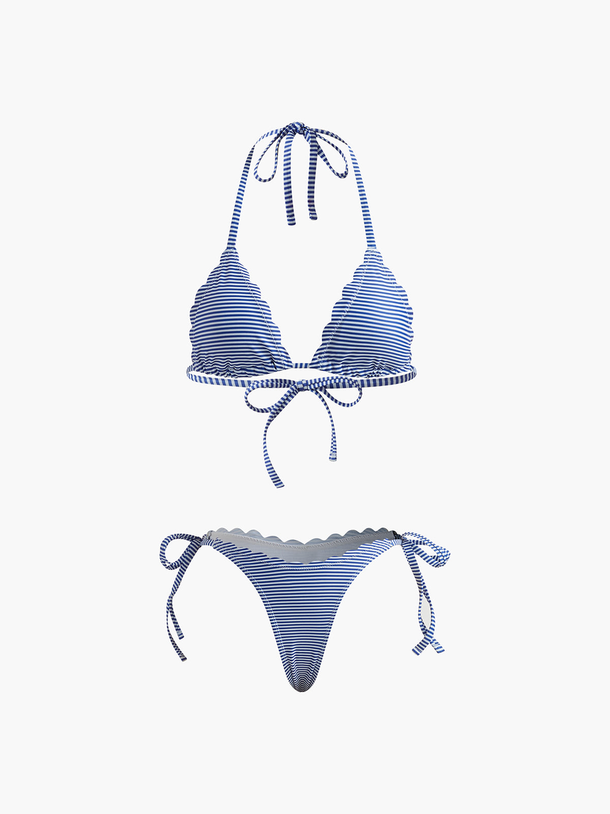 B1721296178001 HALTER STRIPED PADDED BIKINI SET - BEACH VACATION