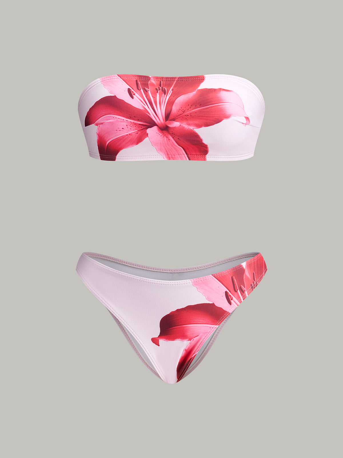 FLORAL BANDEAU BIKINI SET WITH COVER-UP PAREO SKIRT