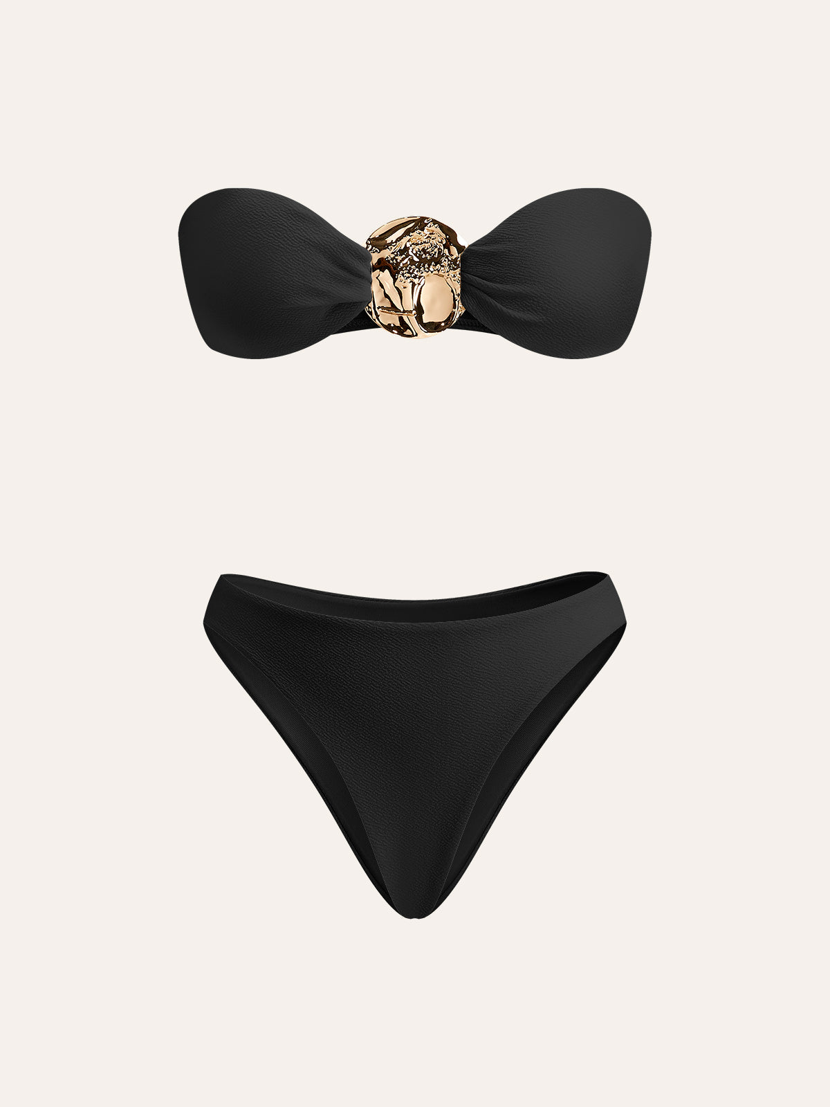 GOLD BIKINI SET WITH BEACH PAREO