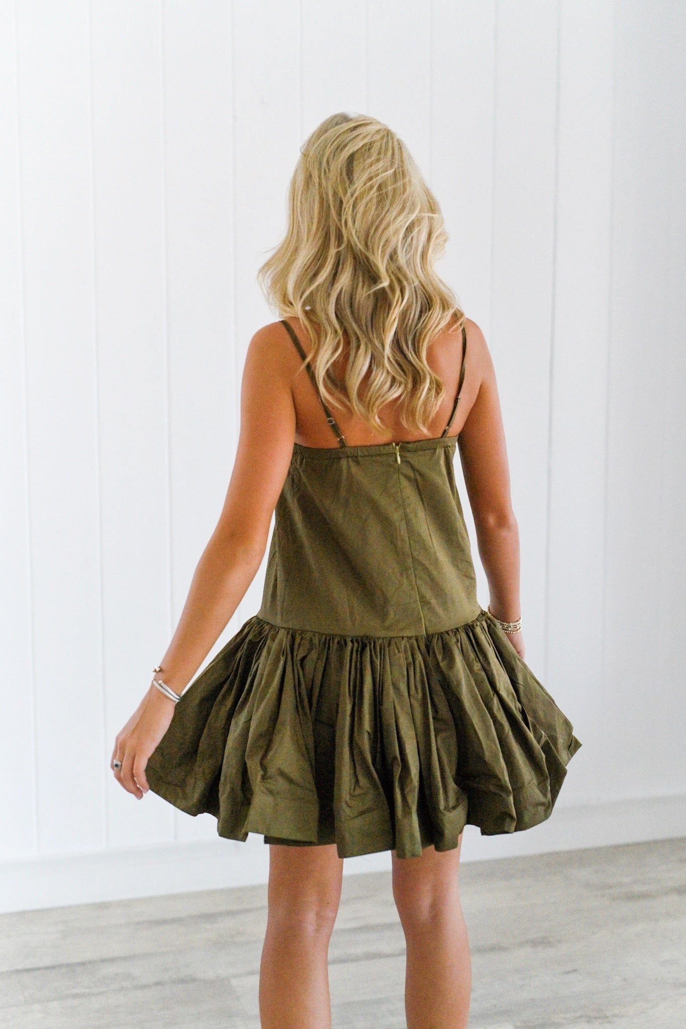 EMMA SWEETHEART OLIVE GREEN MINI DRESS FOR DATE NIGHT