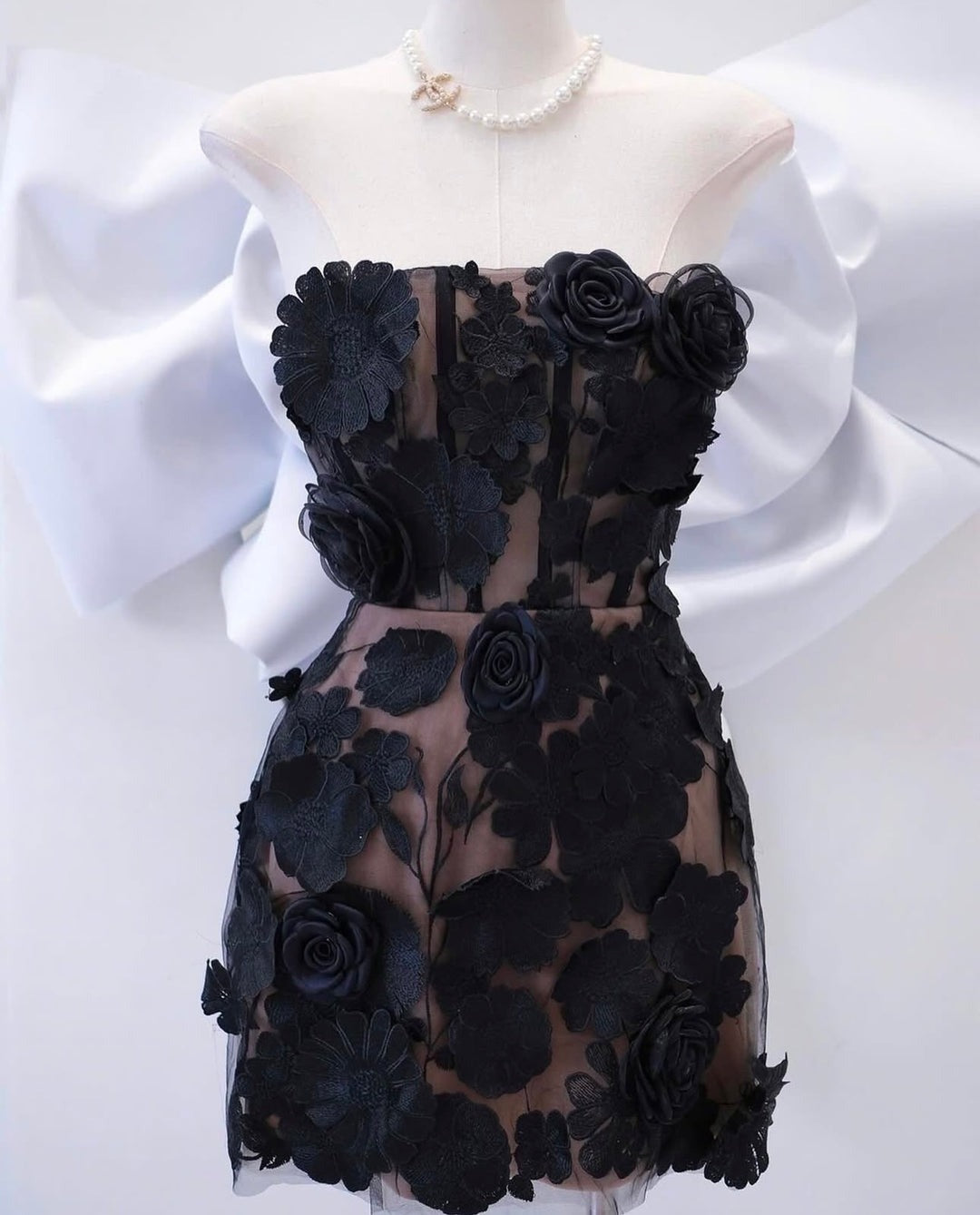 JESSICA BLACK FLORAL MINI DRESS FOR PARTIES