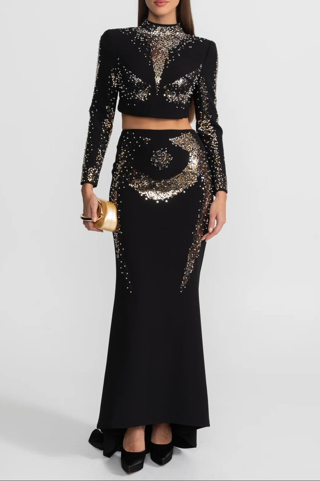 BLACK ROSALIND SEQUIN CO-ORD SET, PARTY