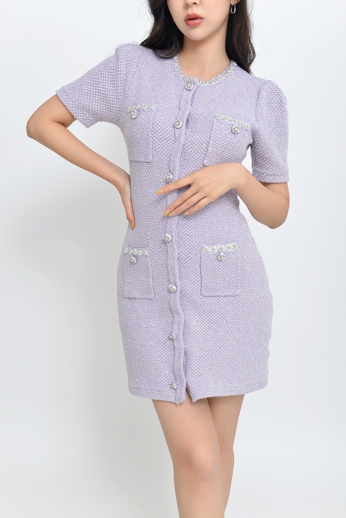 SEQUIN KNIT MINI DRESS FOR PARTY NIGHT