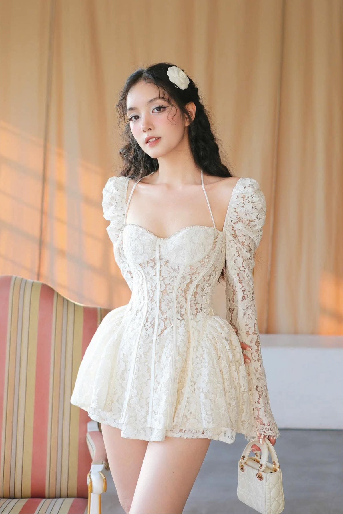 VALERIE LACE CORSET MINI DRESS FOR PARTY