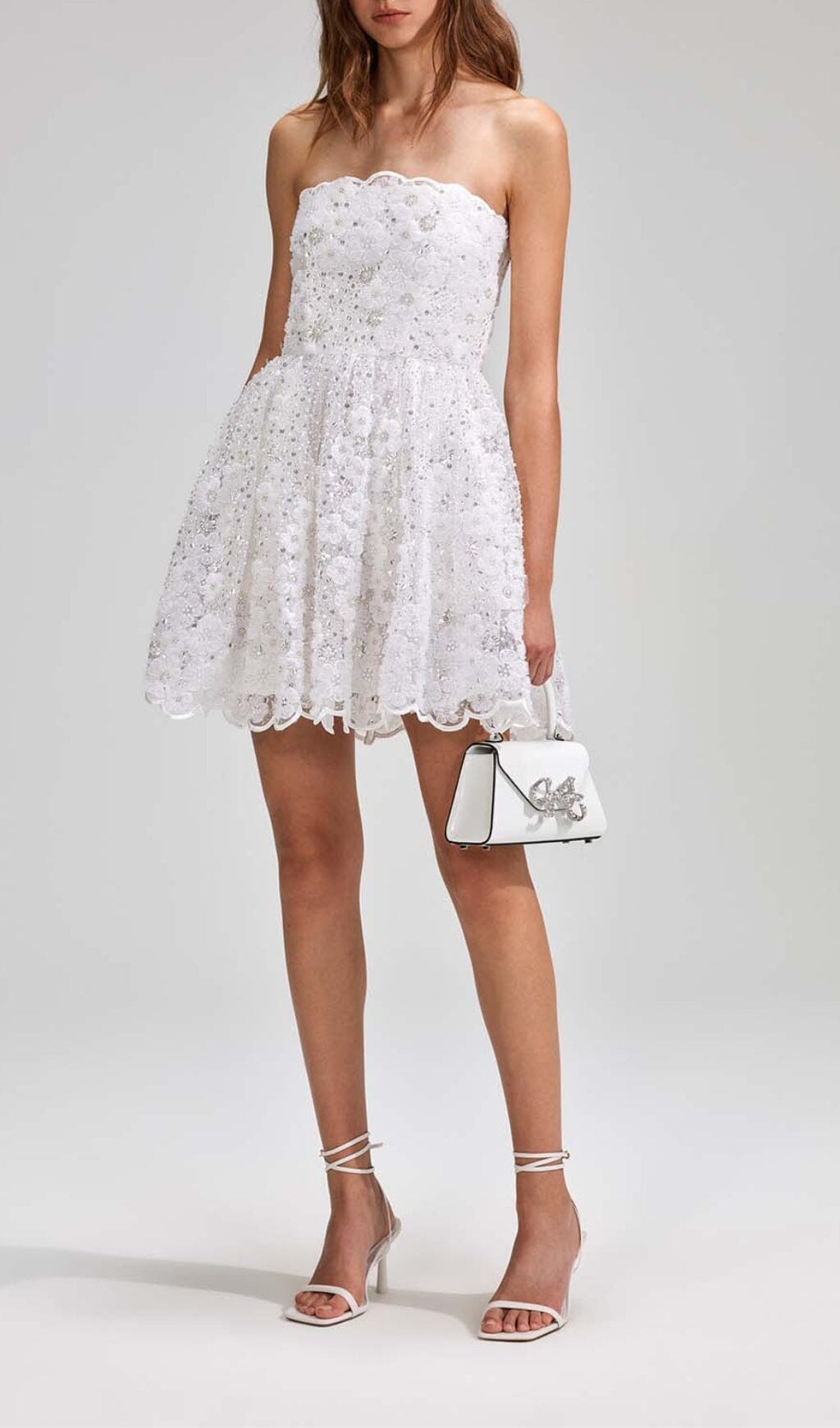 SEQUIN BEADED BANDEAU MINI DRESS FOR PARTY