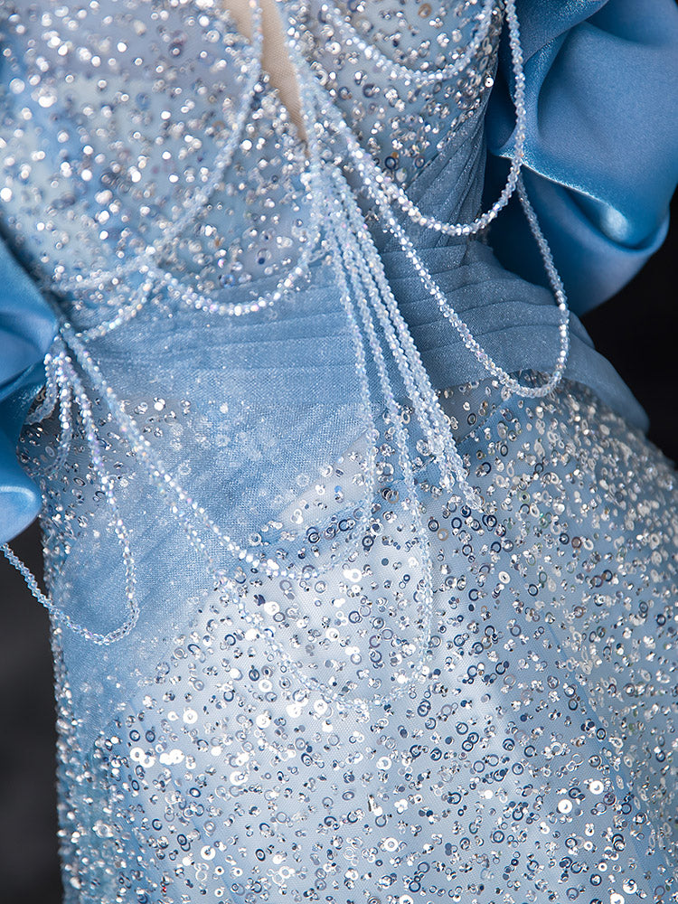 A-LINE OFF-SHOULDER SEQUIN BEADED COCKTAIL DRESS