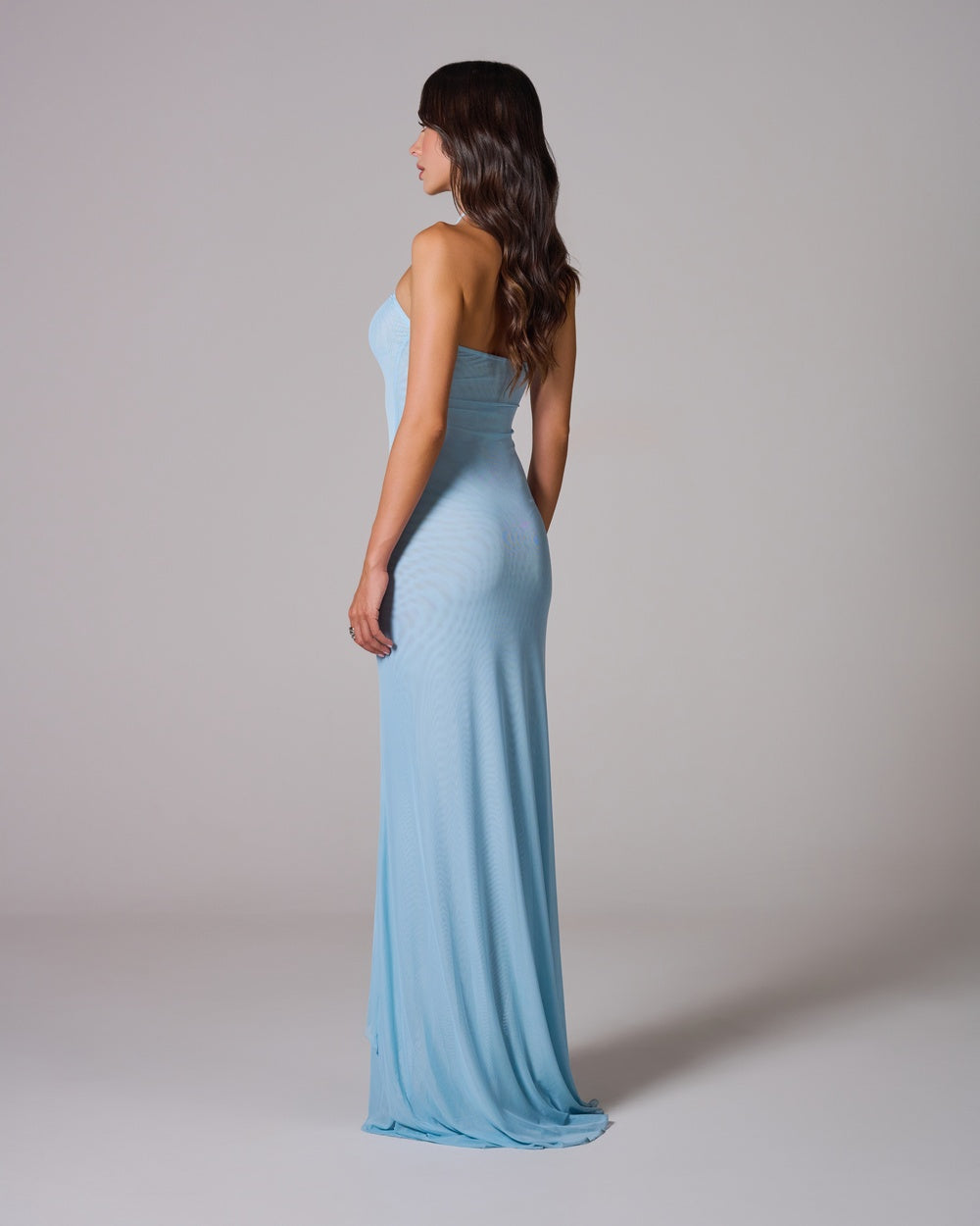 BLAIR BLUE MESH MAXI DRESS FOR EVENTS