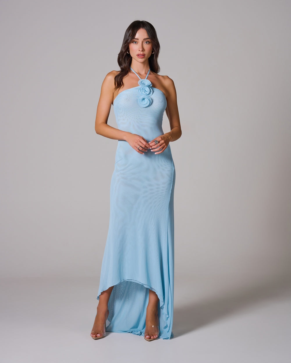 BLAIR BLUE MESH MAXI DRESS FOR EVENTS