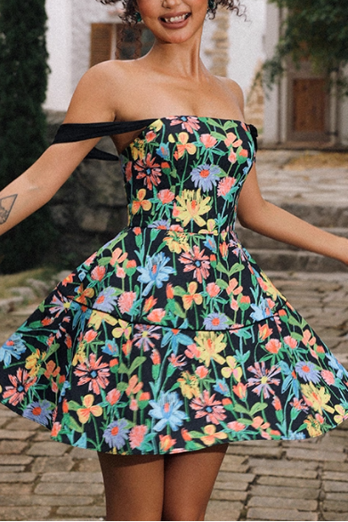 SIMONA SATIN A-LINE STRAP MINI DRESS