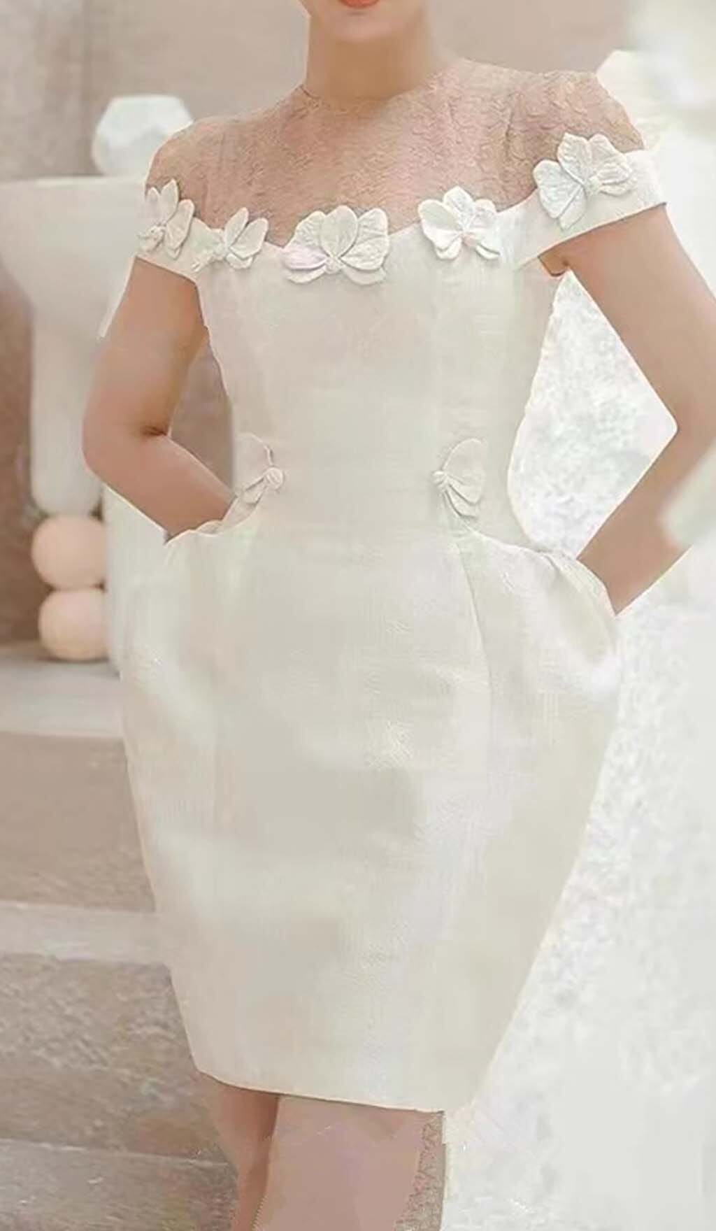 BOW DETAIL POCKET MIDI DRESS FOR WEDDING GUEST