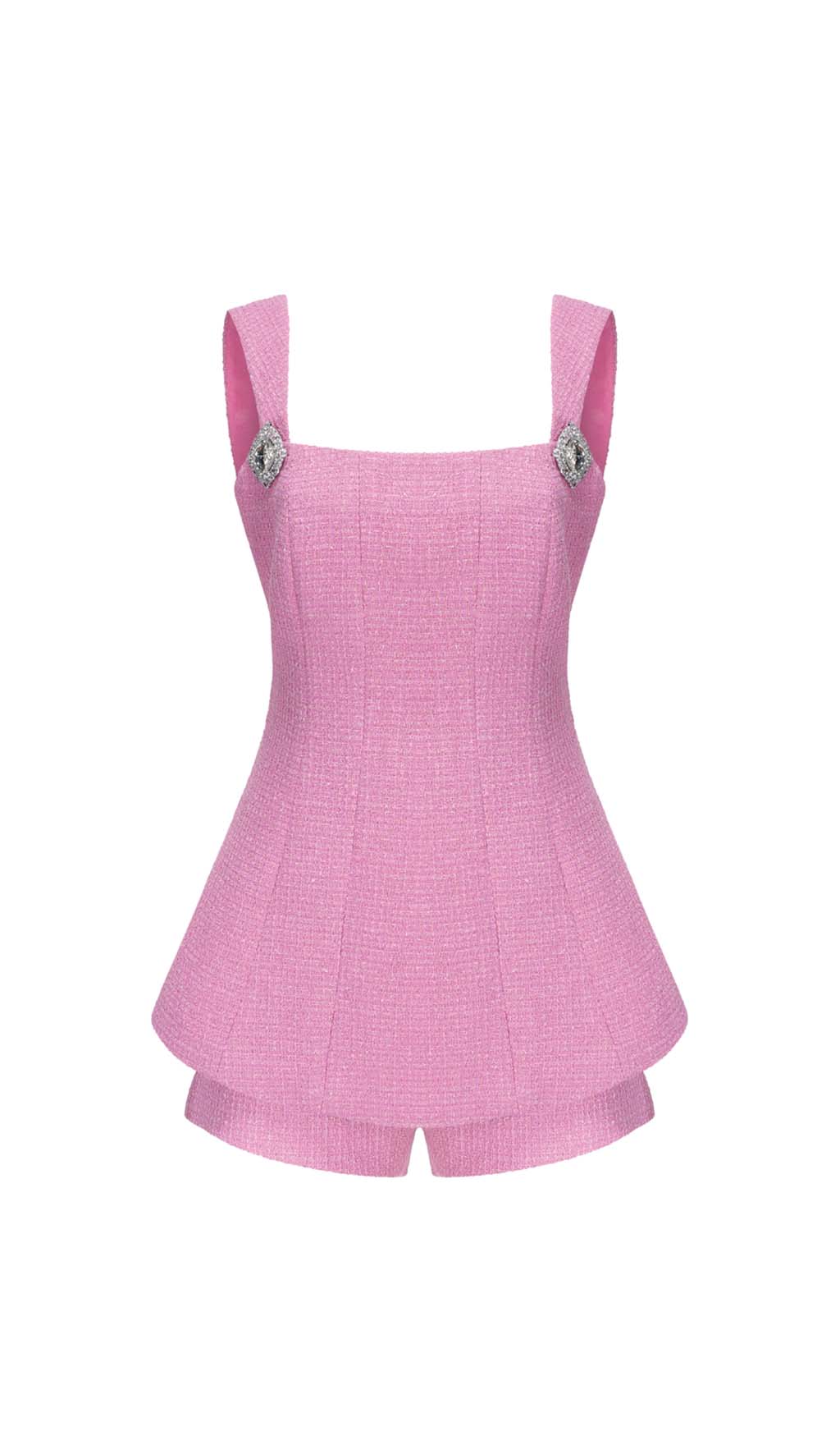 RHINESTONE BOW SET IN PINK - FORMAL PARTY DRESS