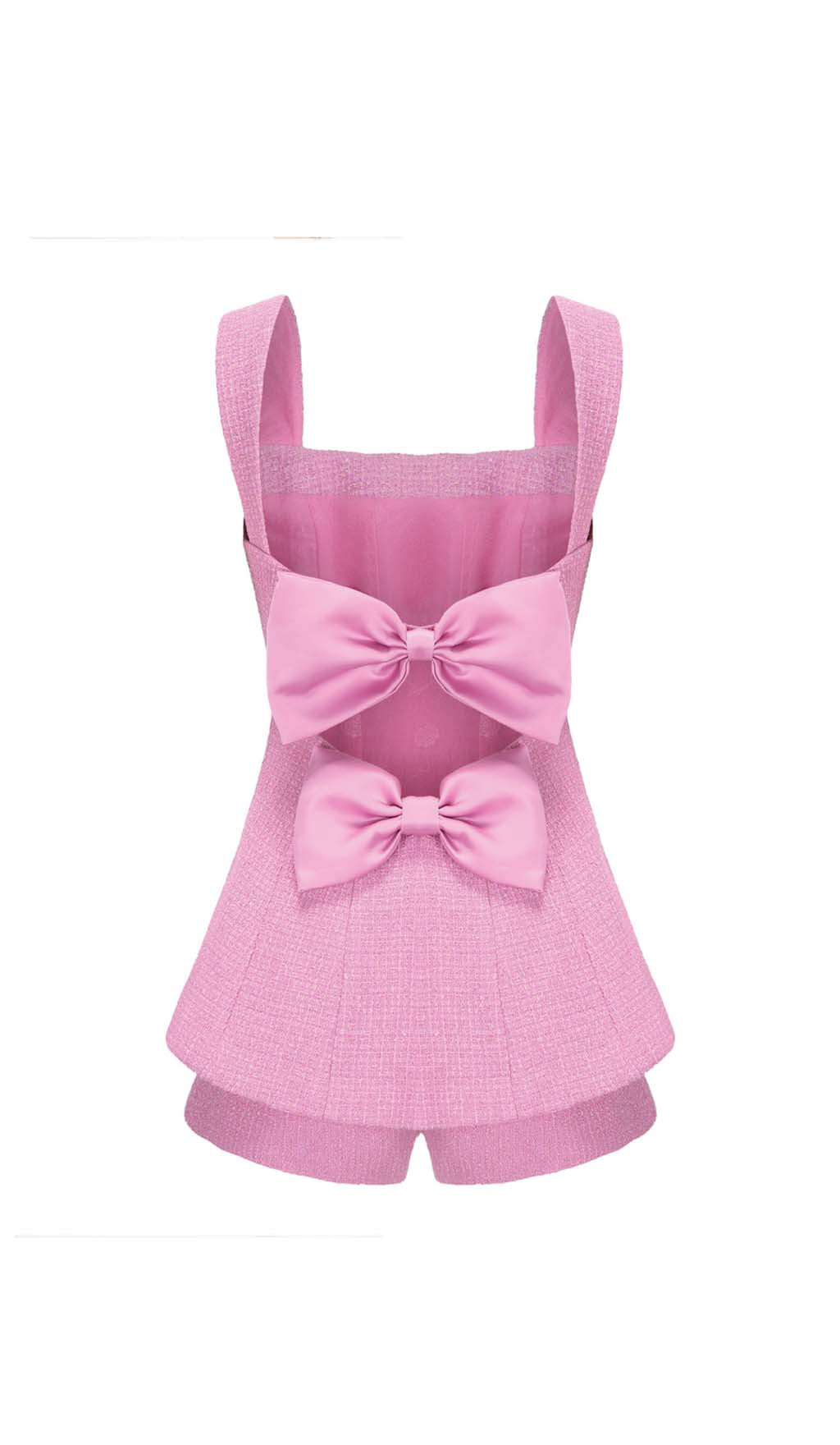 RHINESTONE BOW SET IN PINK - FORMAL PARTY DRESS