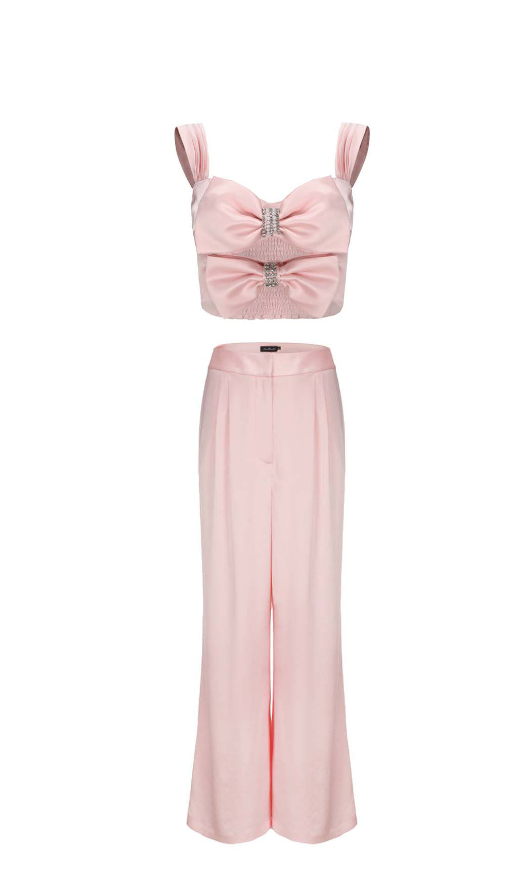 BOW TWO-PIECE SUIT PINK PARTY SET
