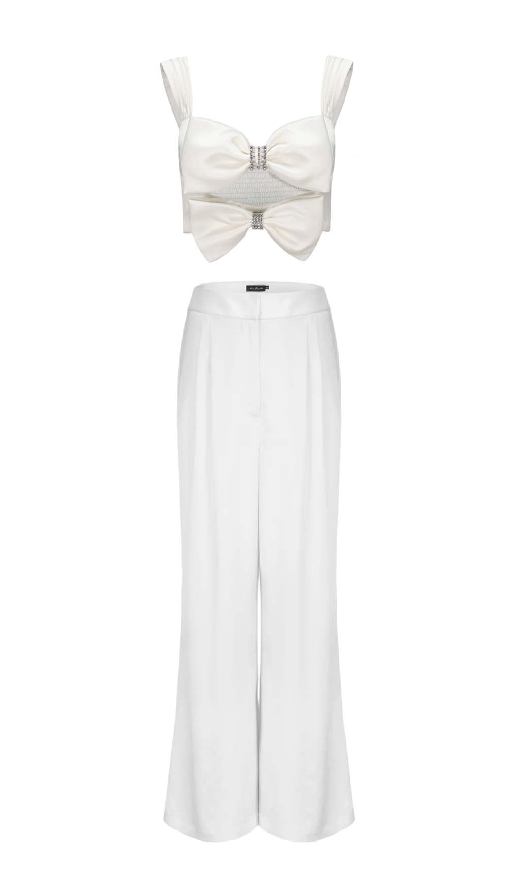 BOW-EMBELLISHEDTWO-PIECESUITINWHITE4 BOW TWO-PIECE SUIT WHITE WEDDING FORMAL SET