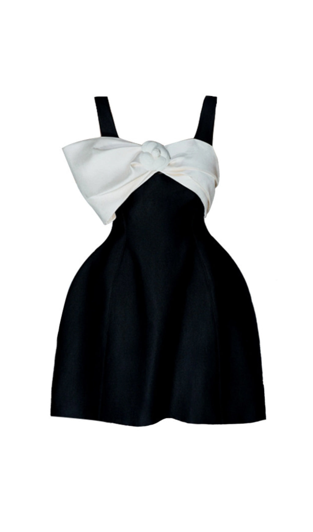 BOW STRAP MIDI DRESS BLACK PARTY WEAR