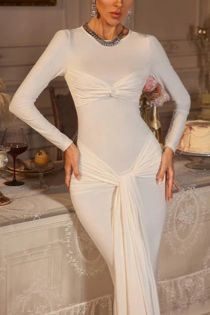 BAARA LONG SLEEVE DRAPED MAXI DRESS FOR EVENING
