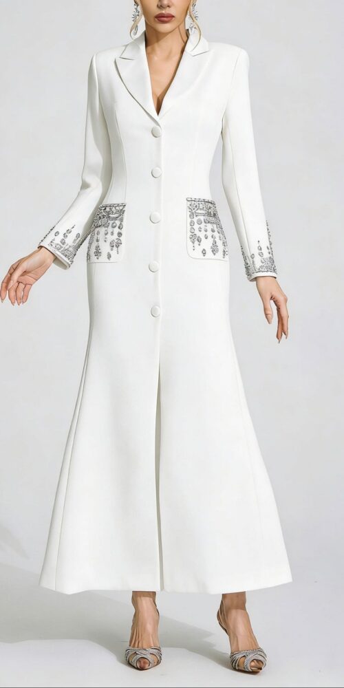 simona white Diamond embellished Maxi Dress simona white Diamond embellished Maxi Dress