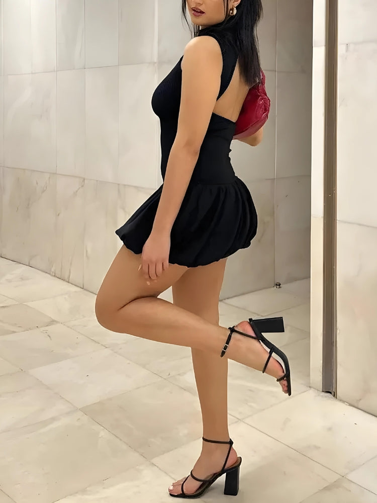 BACKLESS BUBBLE MINI DRESS FOR PARTY