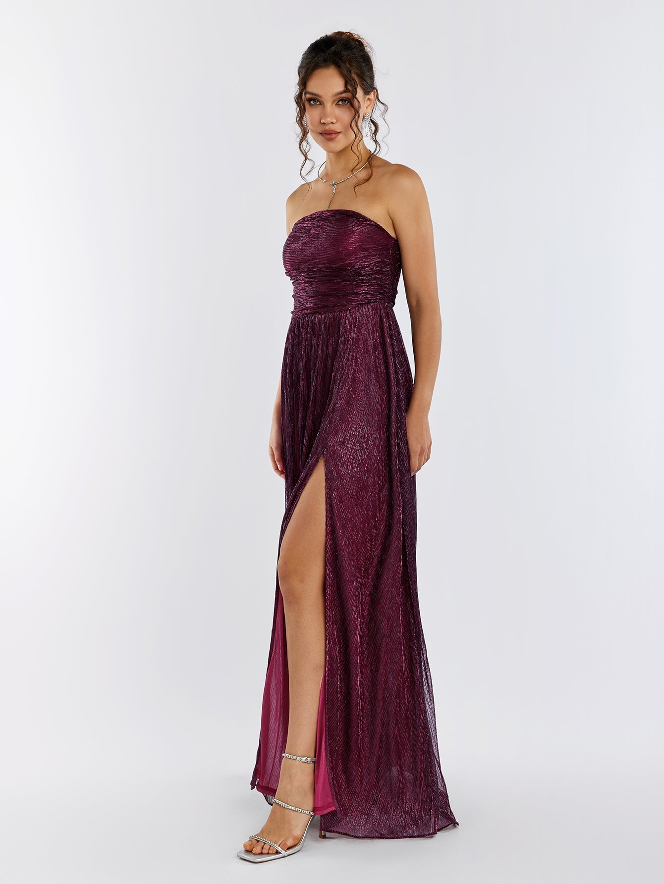 BACKLESS GLITTER TUBE MAXI PARTY DRESS