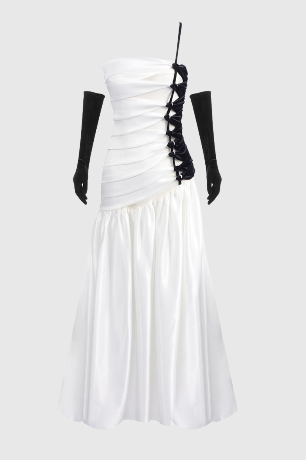 ONE SHOULDER SATIN RUCHED MAXI DRESS FOR EVENING