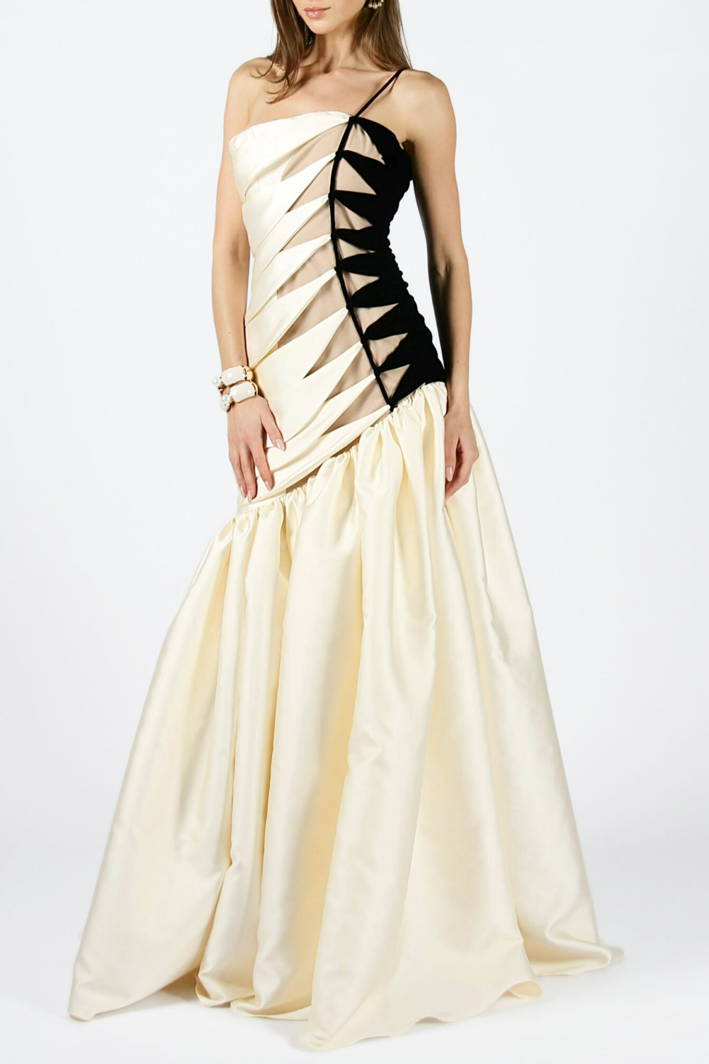ONE SHOULDER SATIN RUCHED MAXI DRESS FOR EVENING