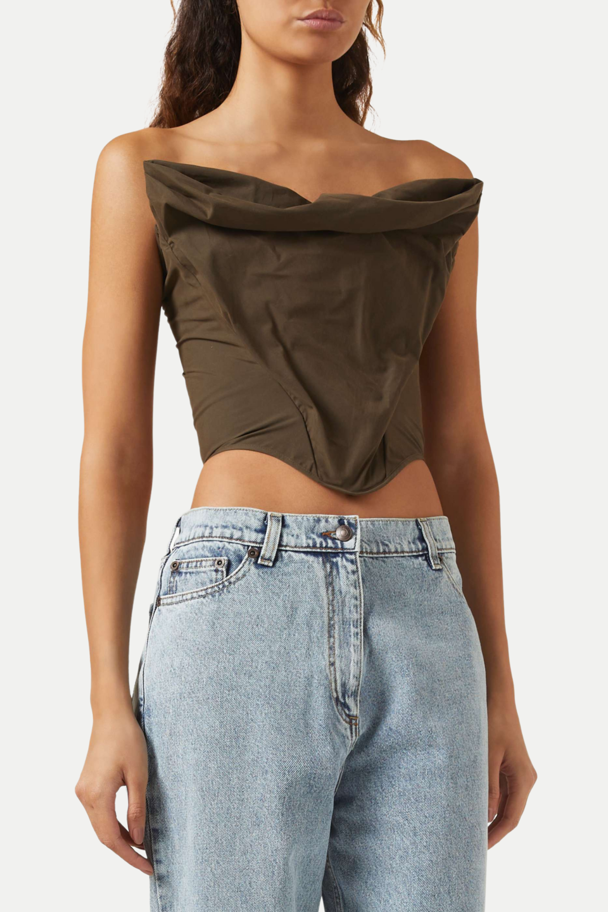 BALIUS DRAPED SATIN CORSET EVENING PARTY TOP