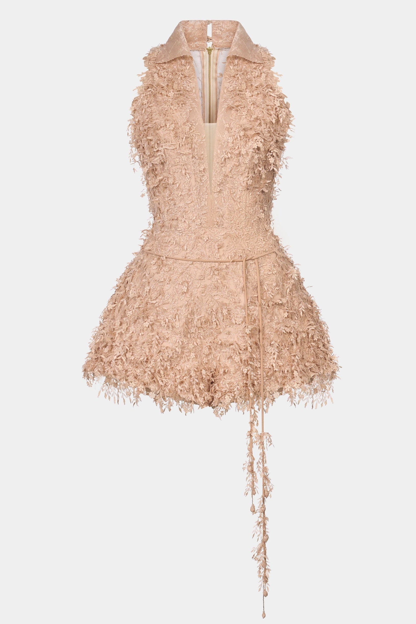 BARRON LACE JACQUARD FRINGE JUMPSUIT