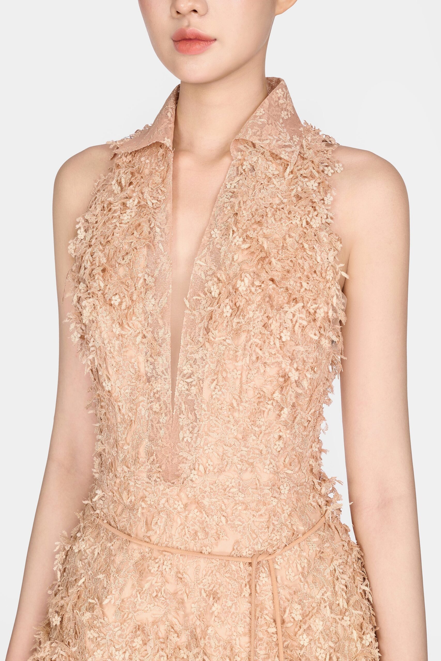 BARRON LACE JACQUARD FRINGE JUMPSUIT
