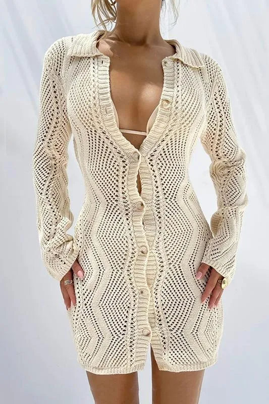 MESH CROCHET COVER-UP SHIRT FOR BEACH VACATION
