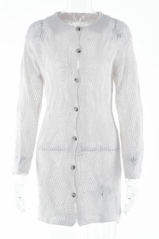 BEACH CROCHET COVER-UP BUTTON-FRONT VACATION