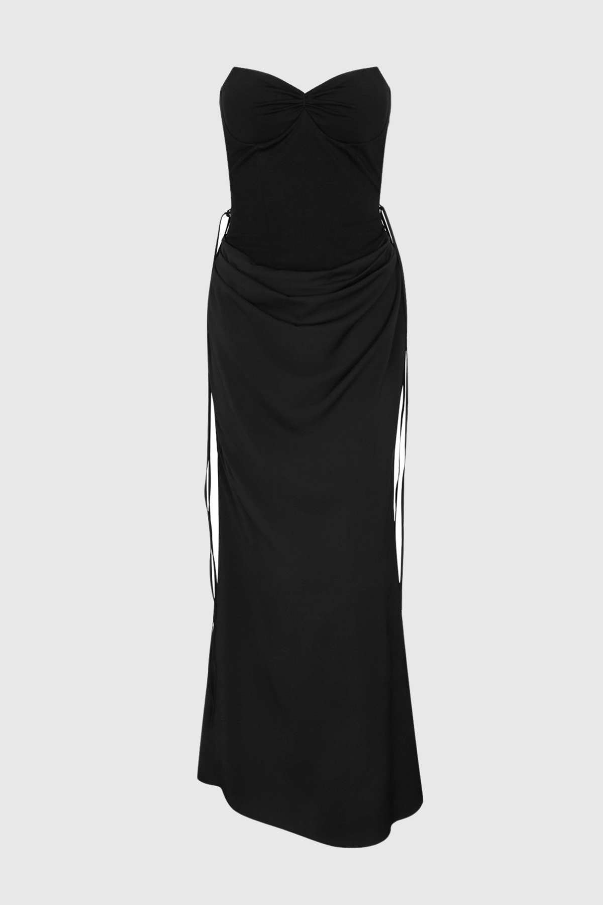 BEATRIX STRAPLESS CORSET SATIN MAXI DRESS