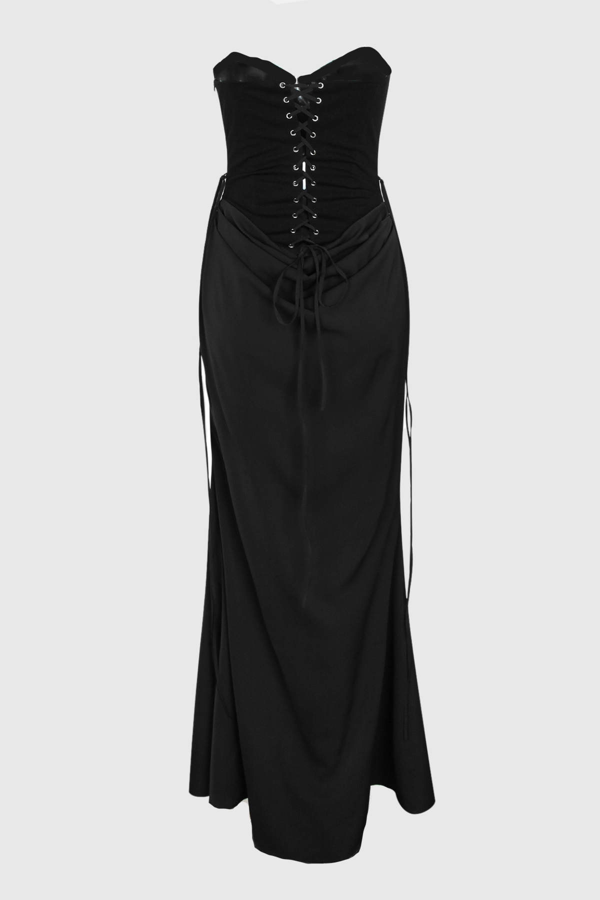 BEATRIX STRAPLESS CORSET SATIN MAXI DRESS