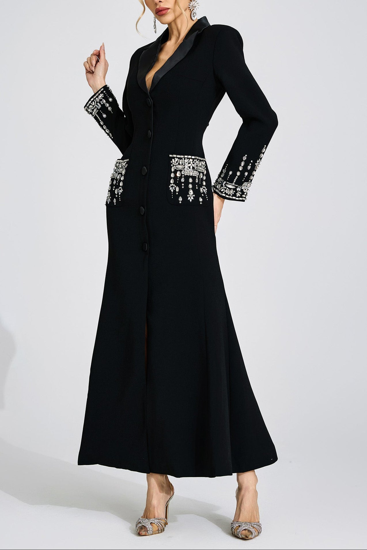 Beca-Jade-_4 SIMONA BLACK MAXI DRESS, DIAMOND EMBELLISHED EVENING GOWN