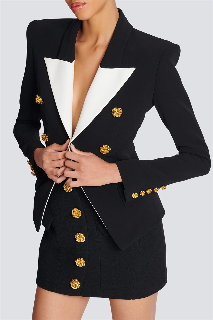 BELEN ROSES BUTTON BLAZER, EMBELLISHED OFFICE WEAR