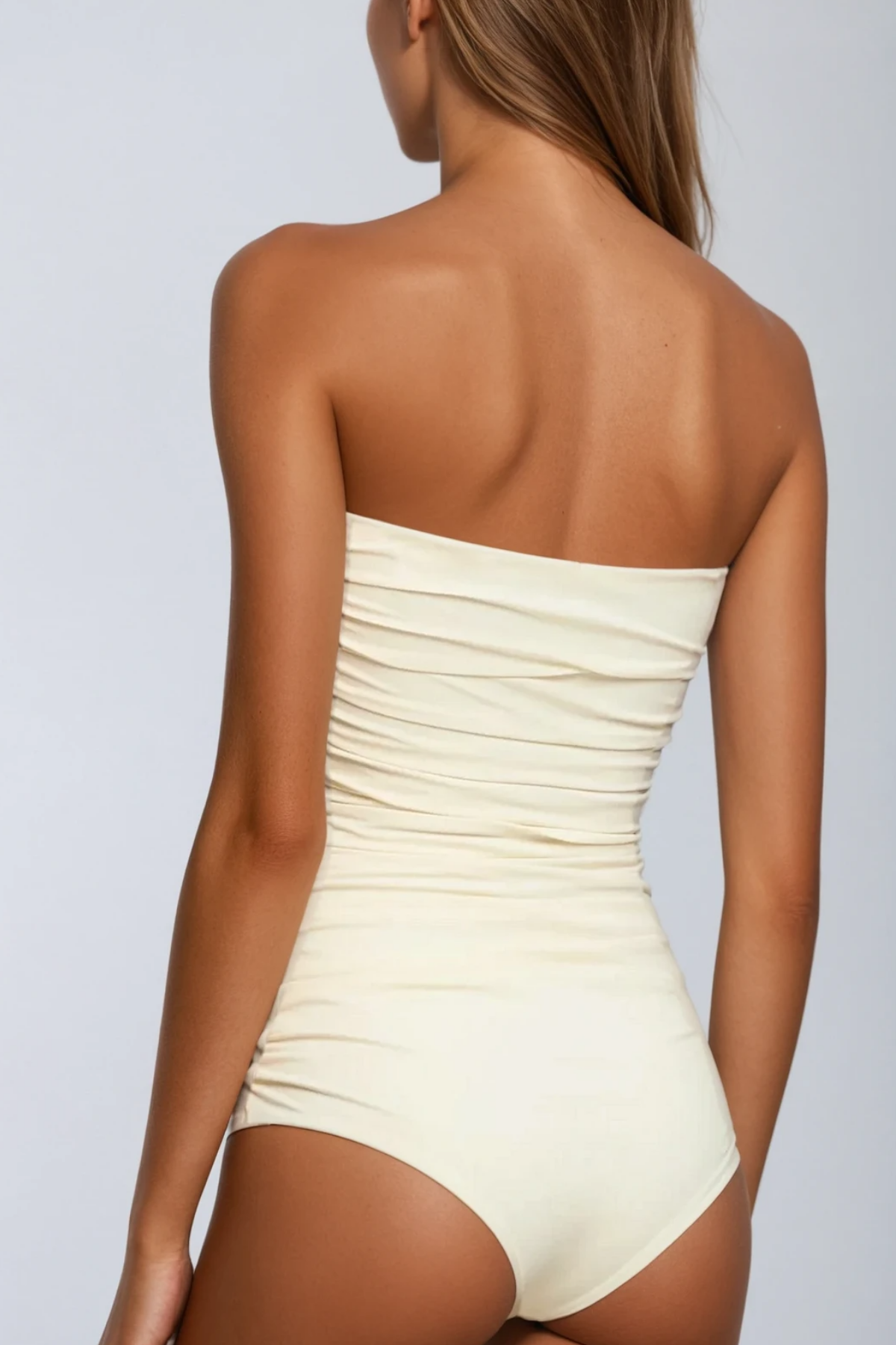 NANCY RUCHED FLOWER ONE-PIECE SWIMSUIT CREAM