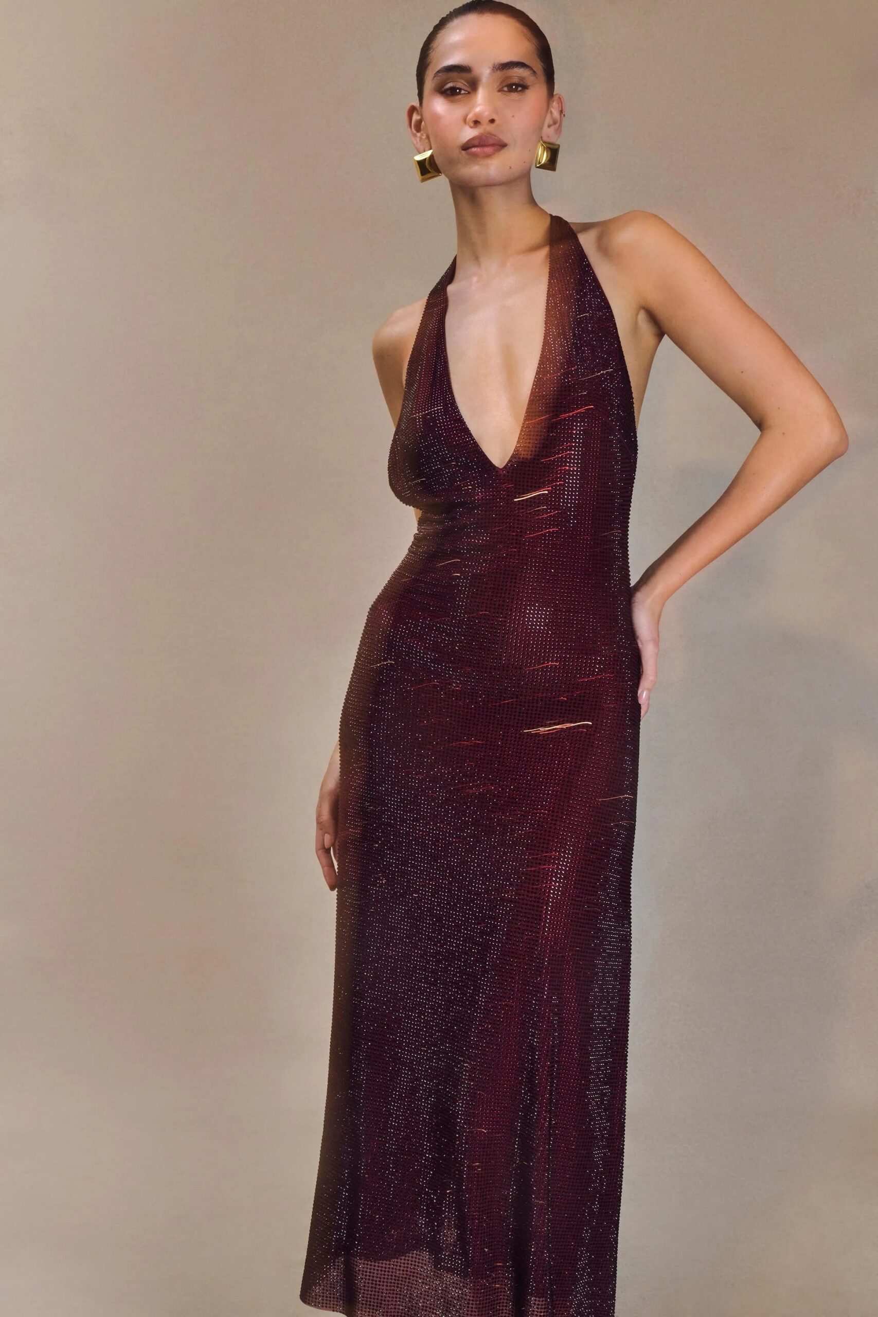SEQUIN HALTER MIDI DRESS, EVENING PARTY
