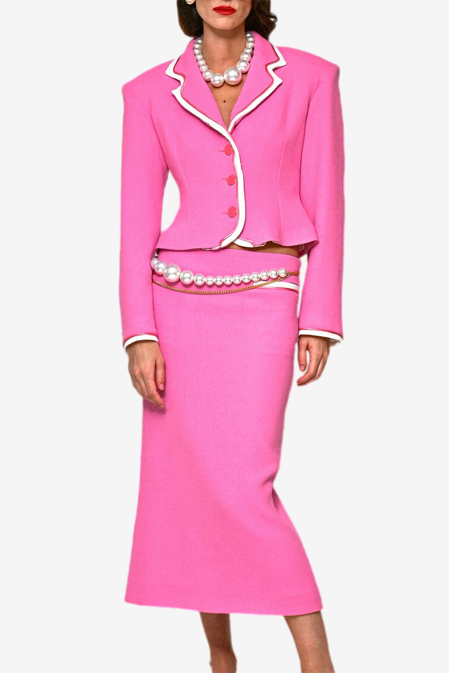 ERIKA TWO-PIECE SET – CONTRAST TRIM BLAZER & SKIRT