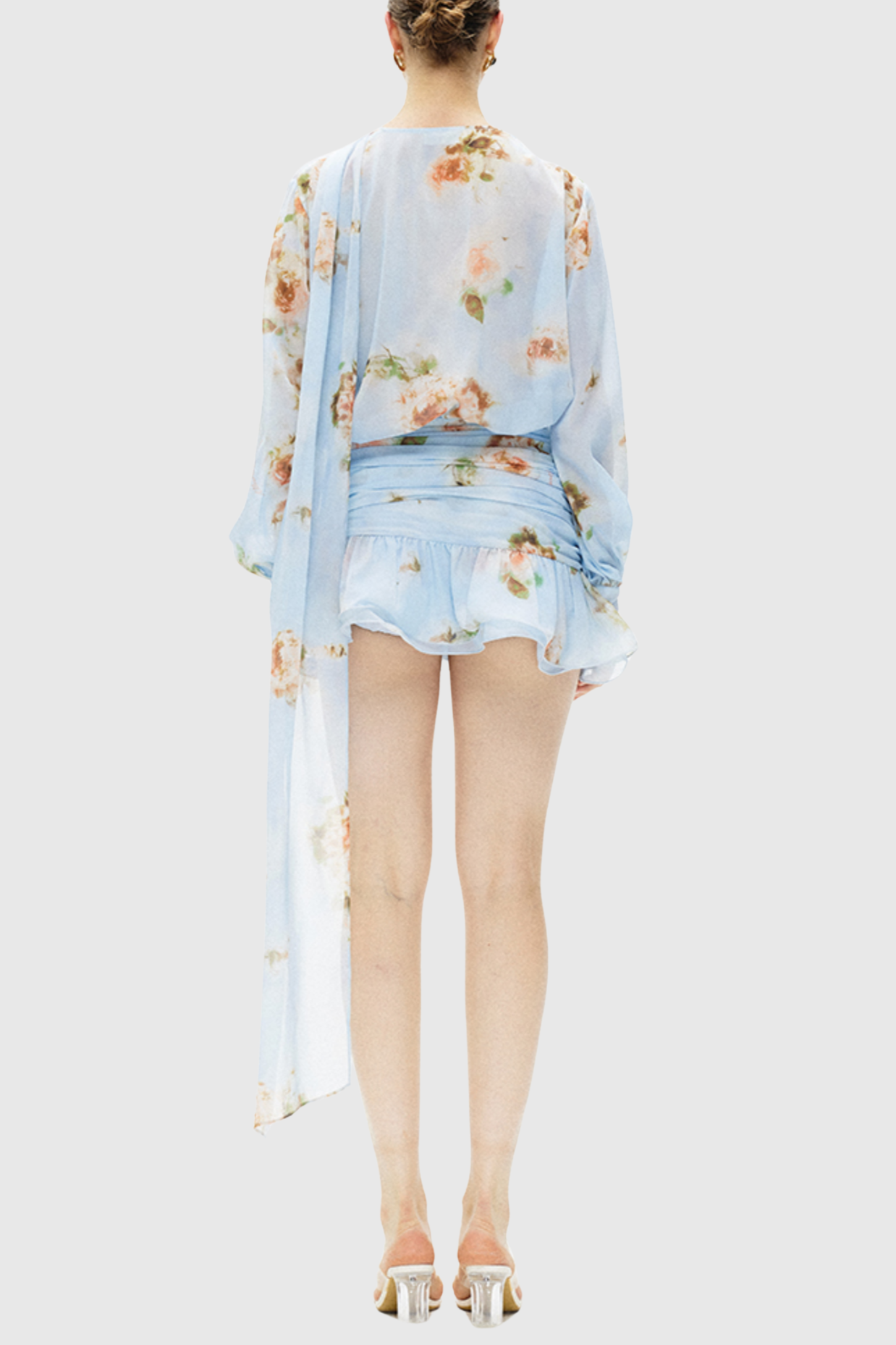 BHAKTI FLORAL CHIFFON RUFFLE MINI DRESS