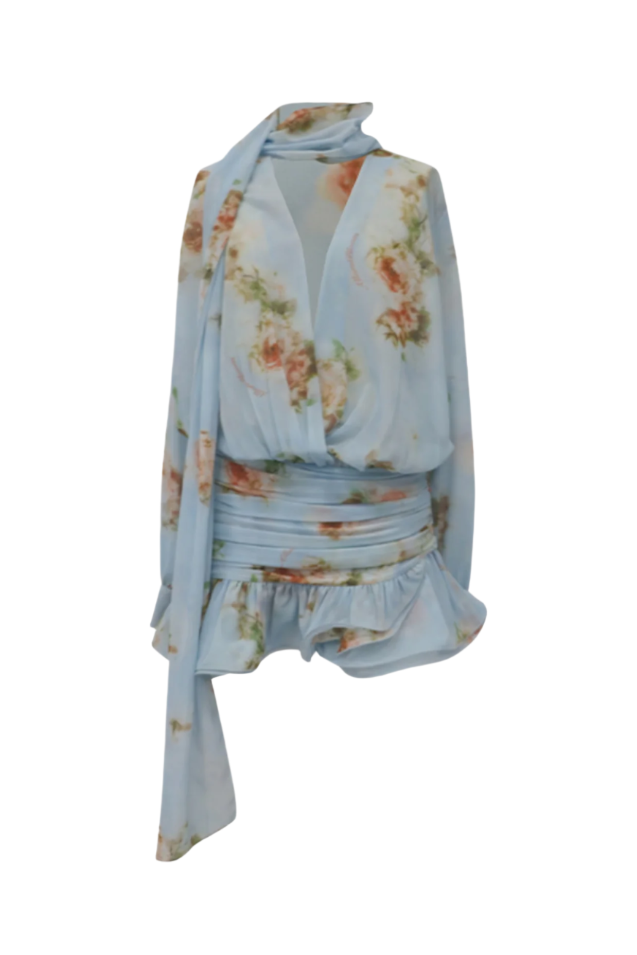 BHAKTI FLORAL CHIFFON RUFFLE MINI DRESS