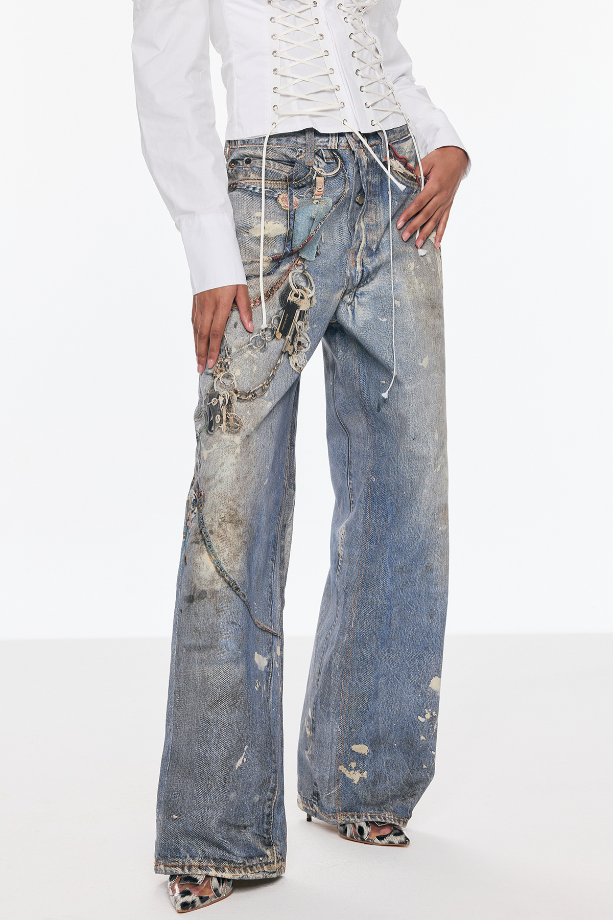 PRIMA PRINT BARREL JEANS - CASUAL WIDE STREET STYLE