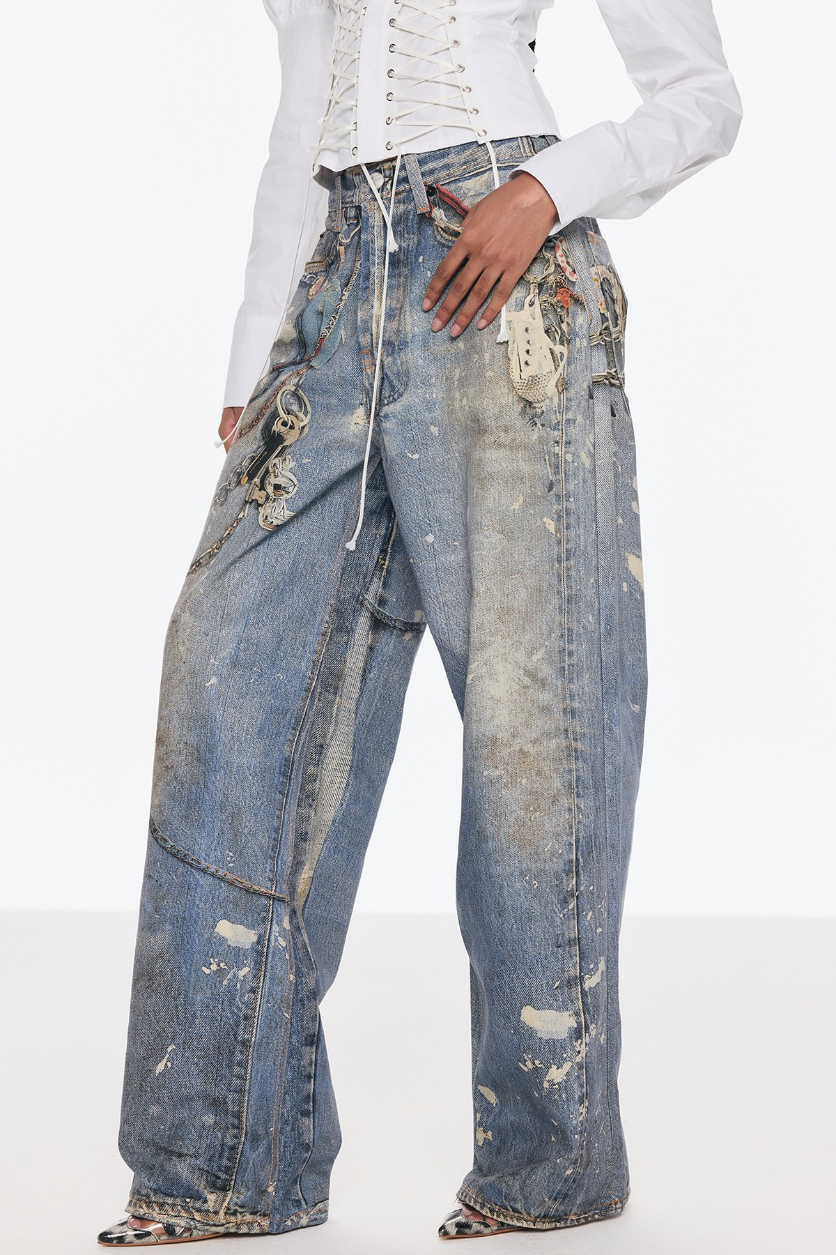 PRIMA PRINT BARREL JEANS - CASUAL WIDE STREET STYLE