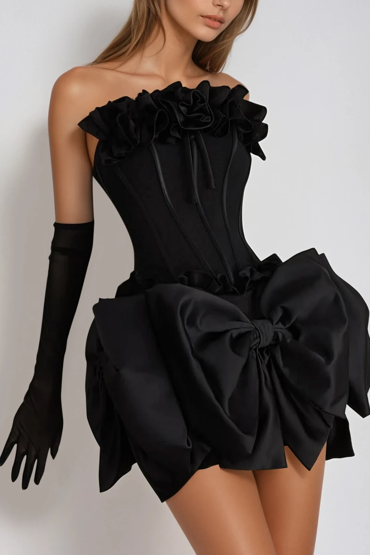 PATRICIA FLOWER BOW CORSET SKIRT SET, PARTY WEAR