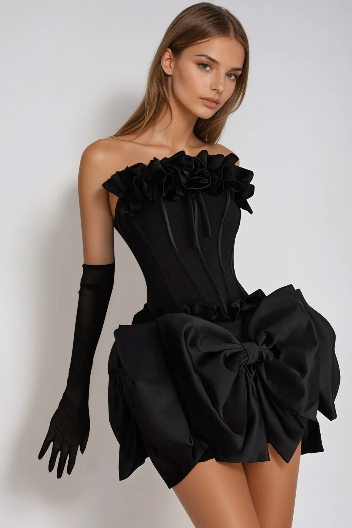 PATRICIA FLOWER BOW CORSET SKIRT SET, PARTY WEAR