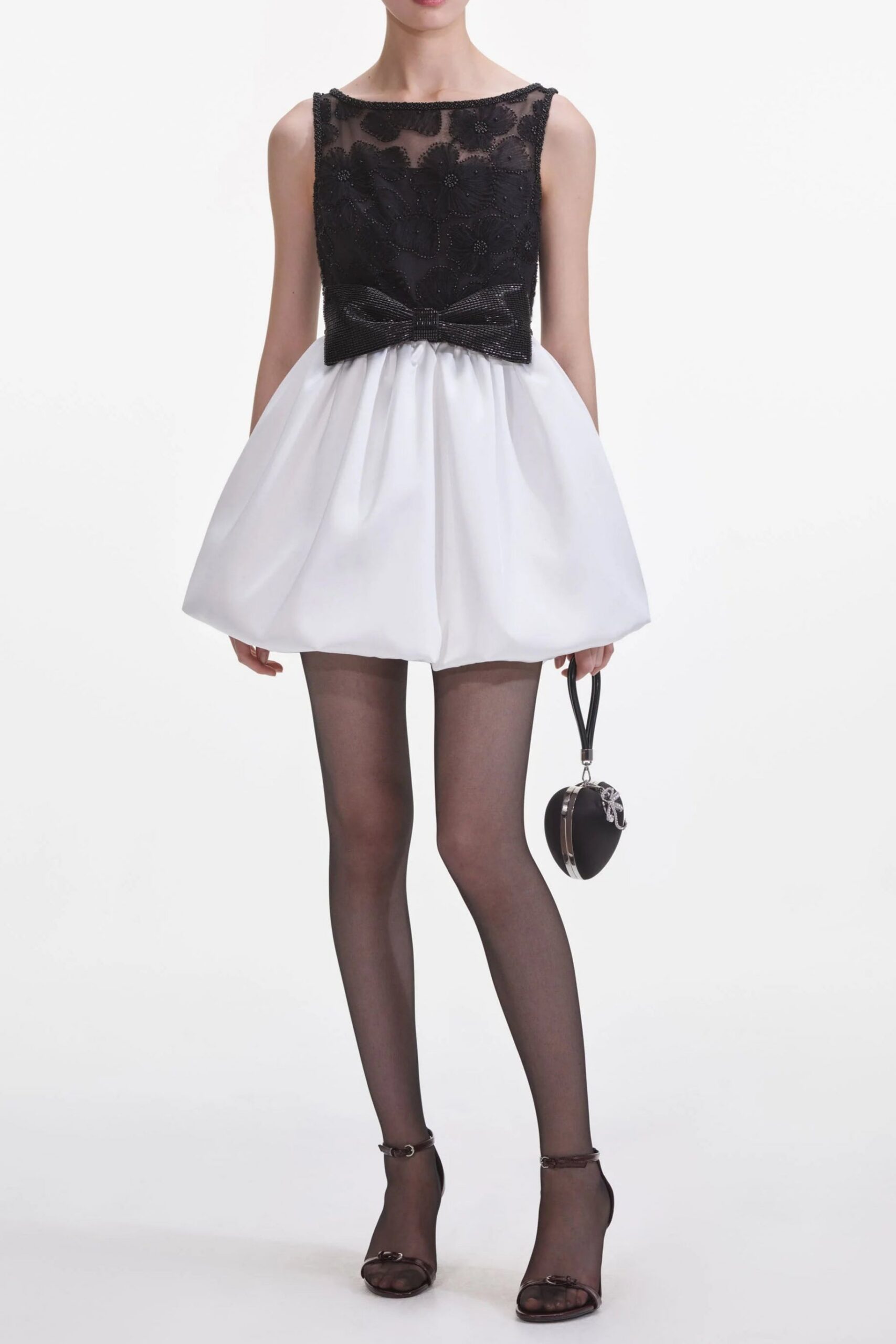 BLACK & WHITE TULLE MINI DRESS FOR PARTY