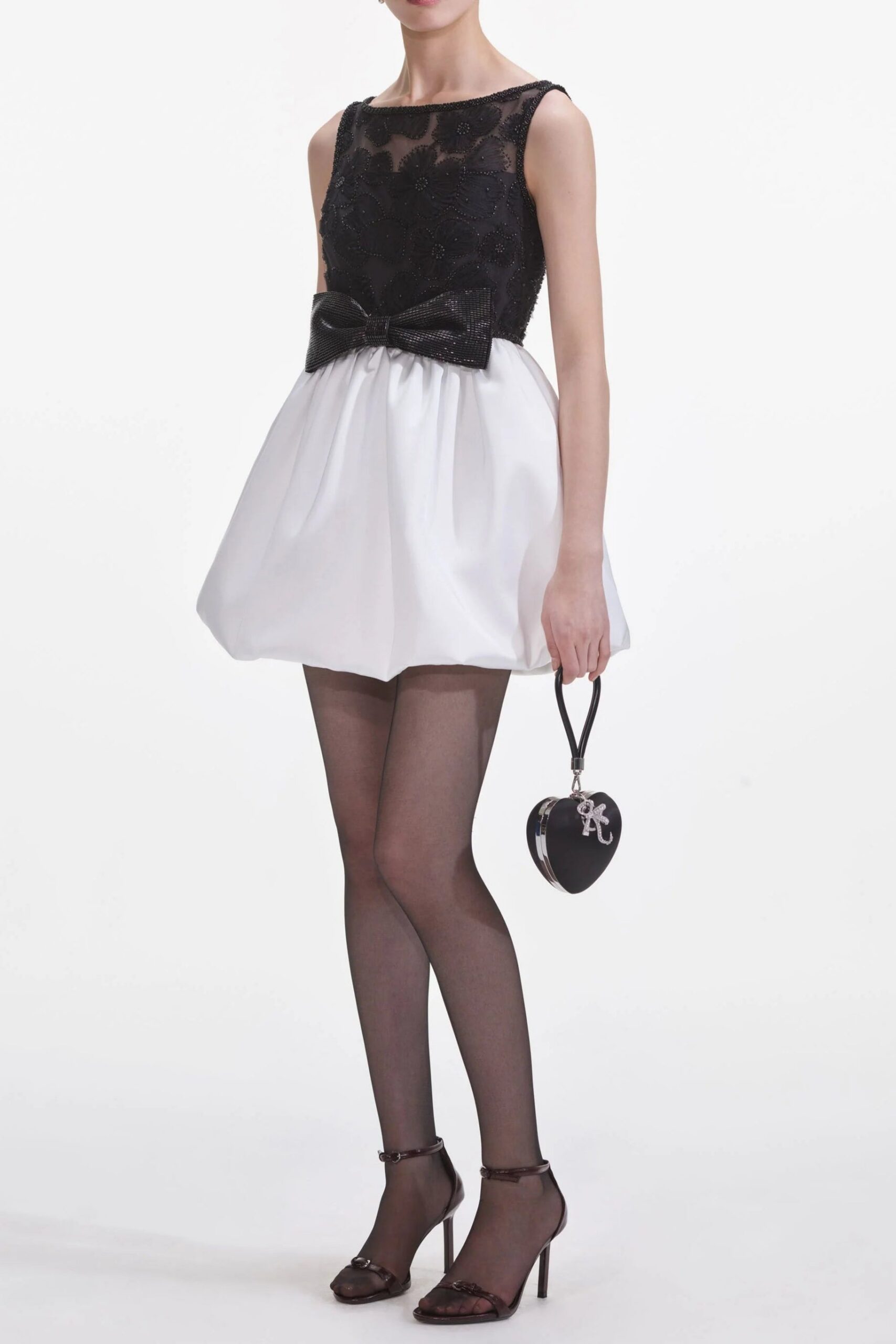 BLACK & WHITE TULLE MINI DRESS FOR PARTY